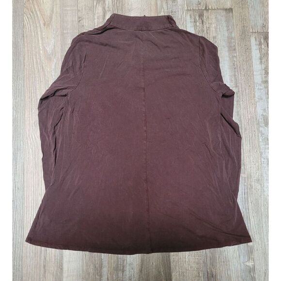 Eileen Fisher Top Womens Small Brown Long Sleeve Stretch V Neck Shirt - Picture 4 of 7